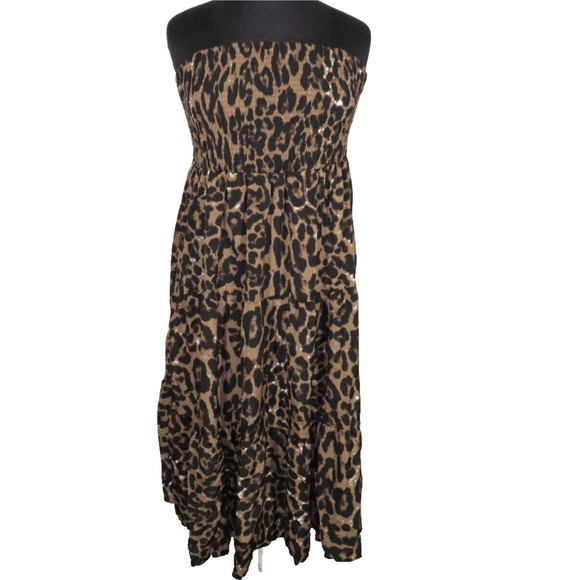 Shein Women's Leopard Smocked Maxi Dress Plus Size 3X - Picture 1 of 9